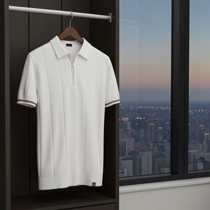 Men's Classic Zip-Neck Knitted Polo Shirt